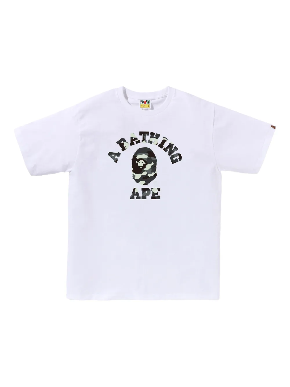 A Bathing Ape Camo-print Ape-head T-shirt In White