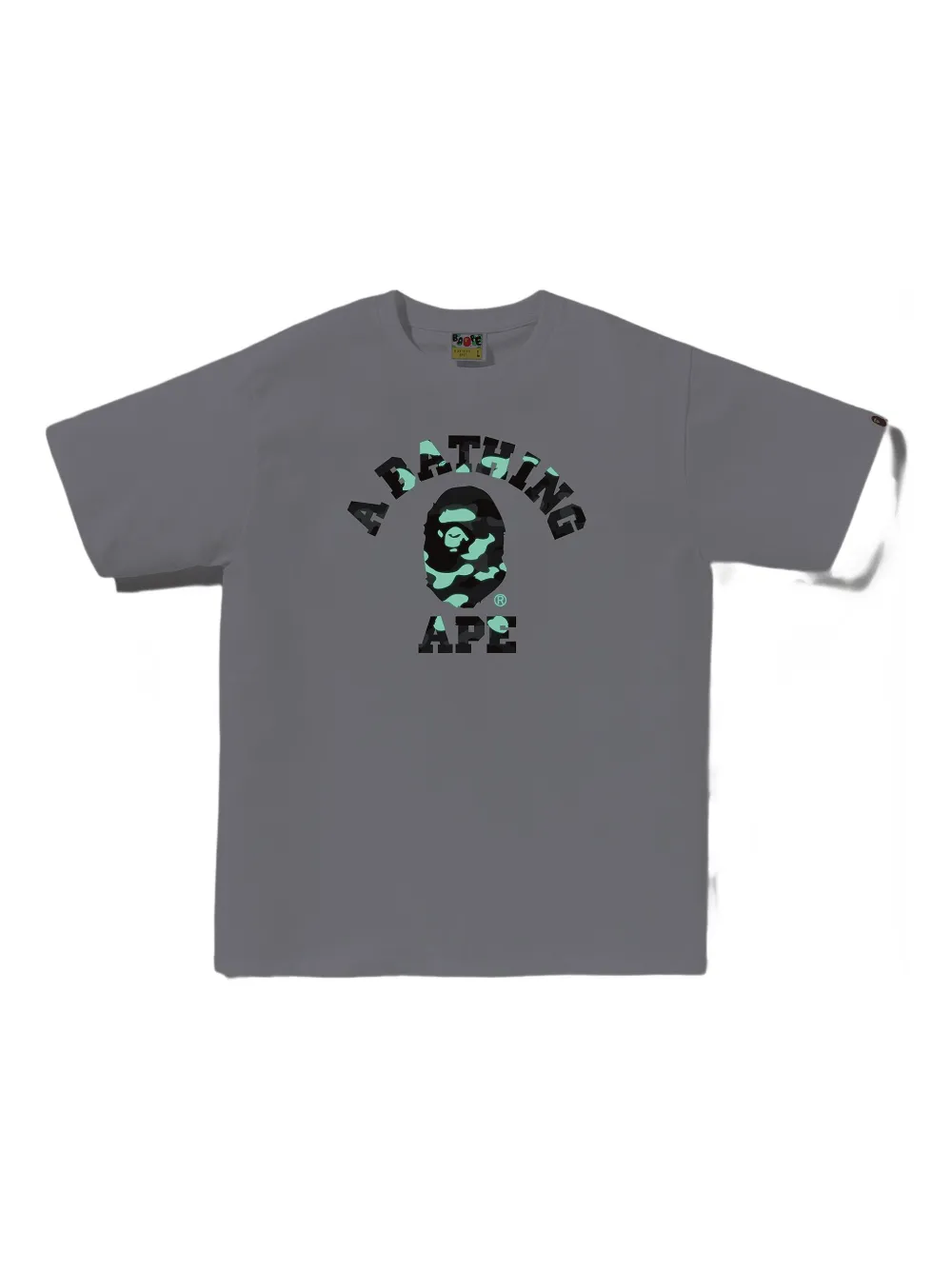 A BATHING APE T-shirt met camouflageprint en aapdetail - Wit