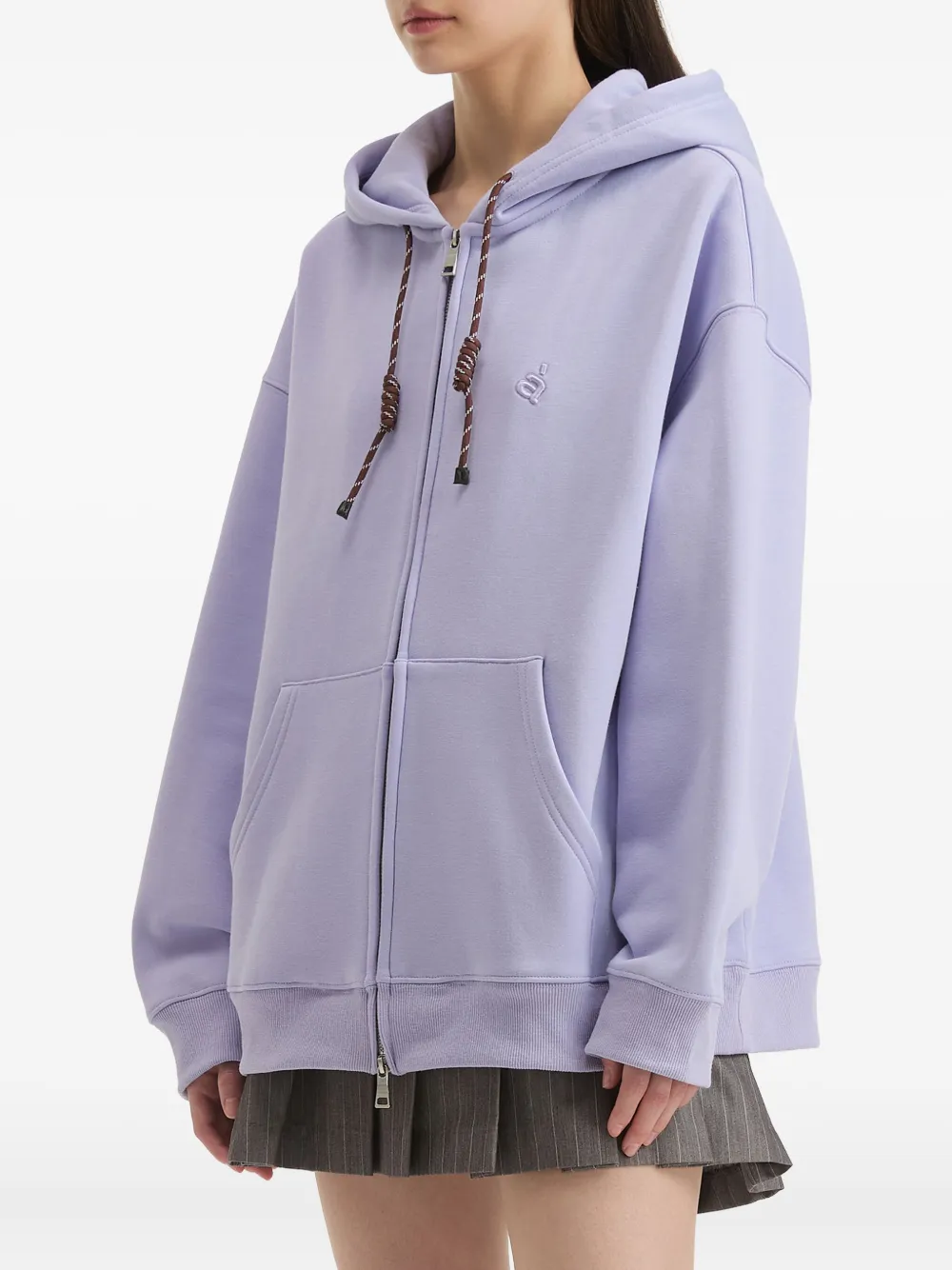 Tout A Coup Drawstring-detail Zip-up Hoodie In Purple