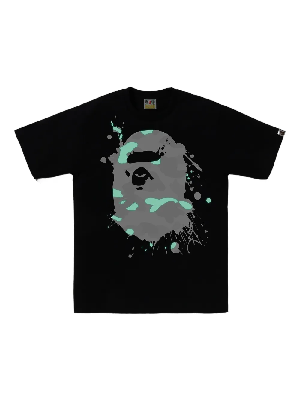 A Bathing Ape Camo-print Paint-splatter T-shirt In Black