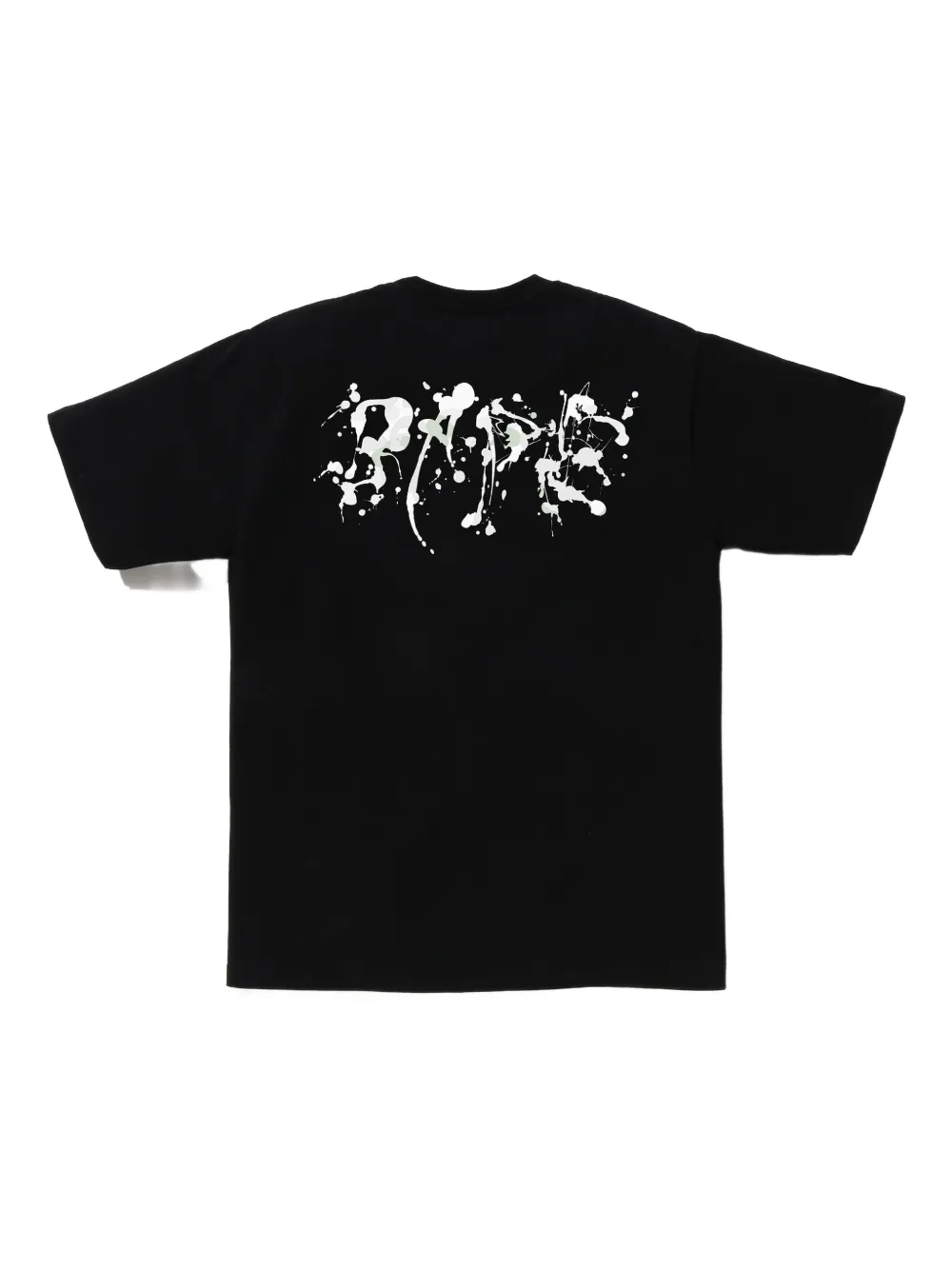 A BATHING APE T-shirt met verfspatten en camouflageprint - Zwart