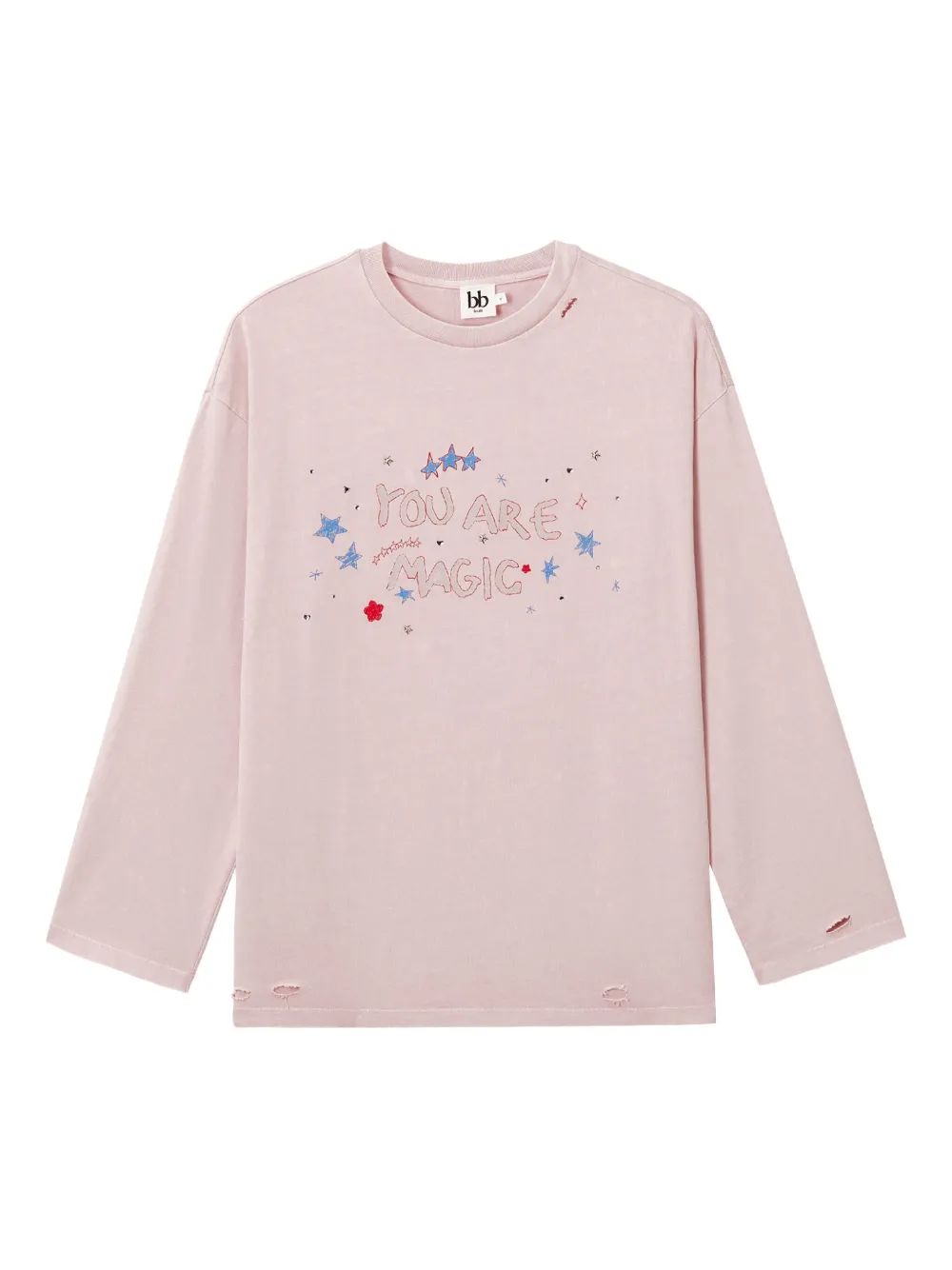 b+ab distressed long-sleeve top | Pink | Image 1