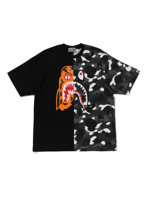 トップス A BATHING APE COLOR CAMO TIGER SHARK TEE A BATHING APE® Tiger Shark Camo T-shirt | Black | FARFETCH CA