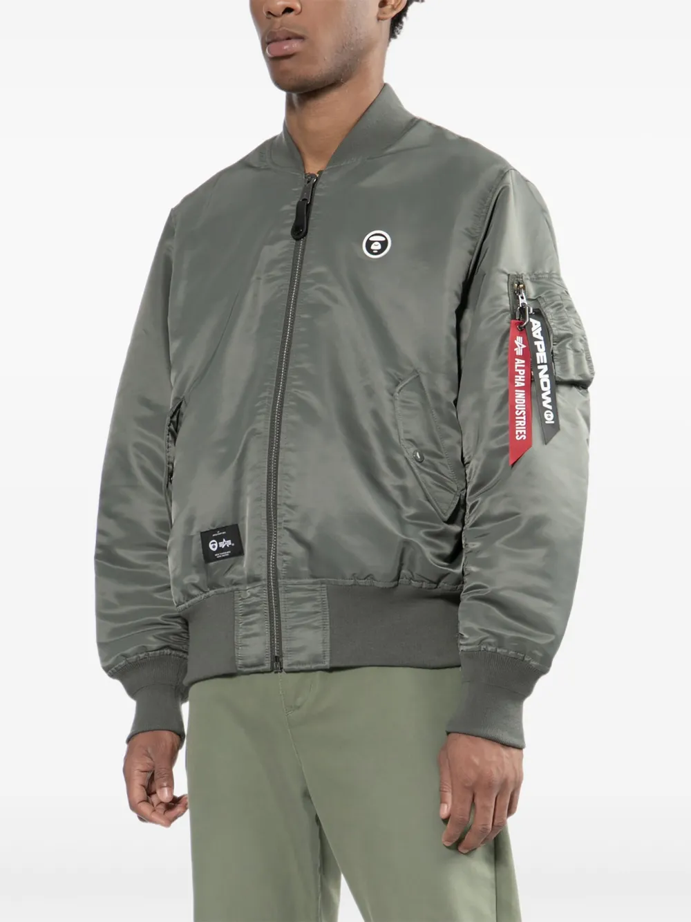 Aape By A Bathing Ape Logo-patched Bomber Jacket In Green