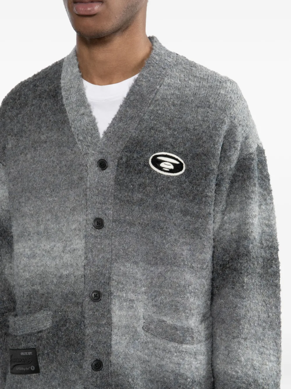 Aape By A Bathing Ape Logo-embroidered Cardigan In Gray