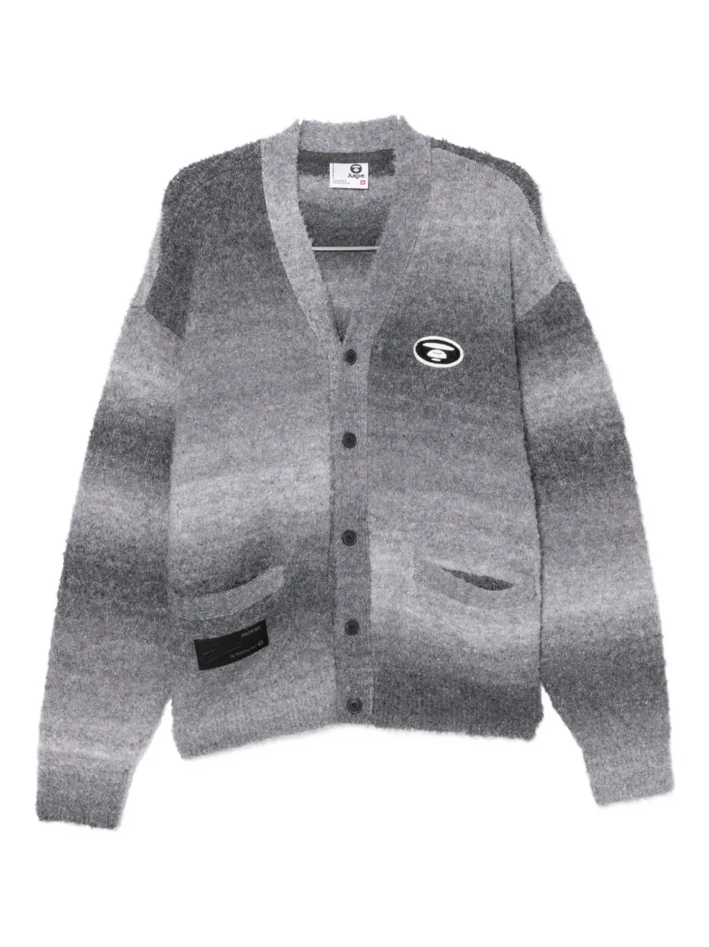 Aape By A Bathing Ape Logo-embroidered Cardigan In Gray