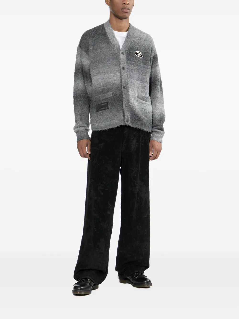 Aape By A Bathing Ape Logo-embroidered Cardigan In Gray