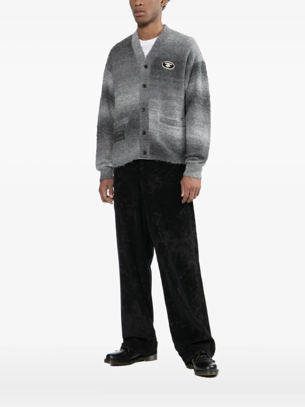 Aape By A Bathing Ape Logo-embroidered Cardigan In Gray