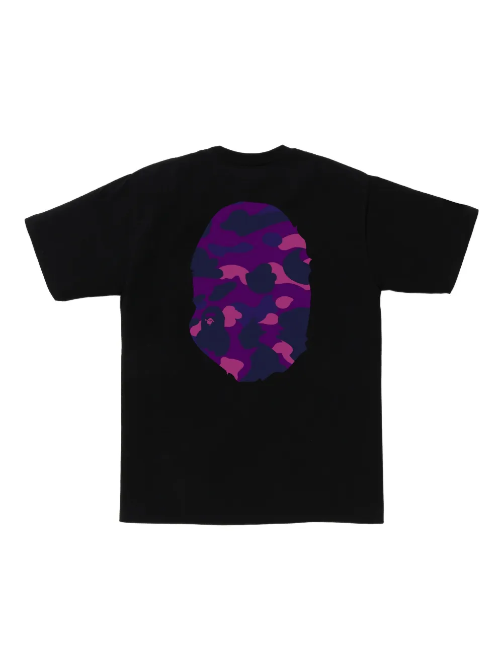 A BATHING APE T-shirt met camouflageprint en aapdetail - Zwart