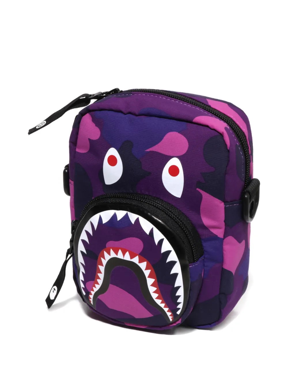 A Bathing Ape Shark-head Camo Messenger Bag In Purple
