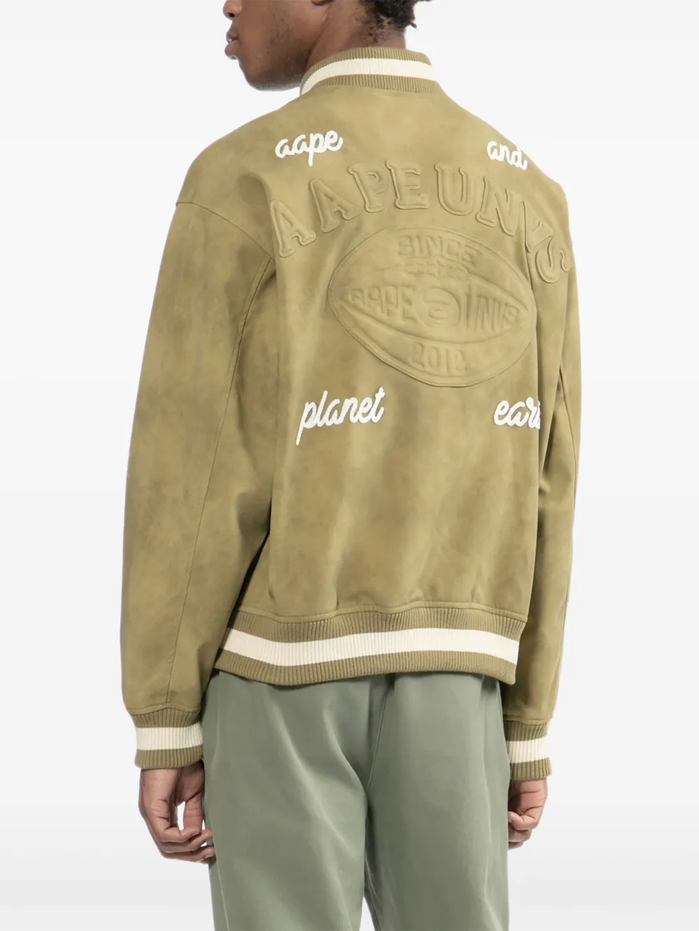 AAPE BY *A BATHING APE Bomberjack met geborduurd logo Groen