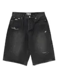 A BATHING APE® star-embroidered distressed denim shorts - Black
