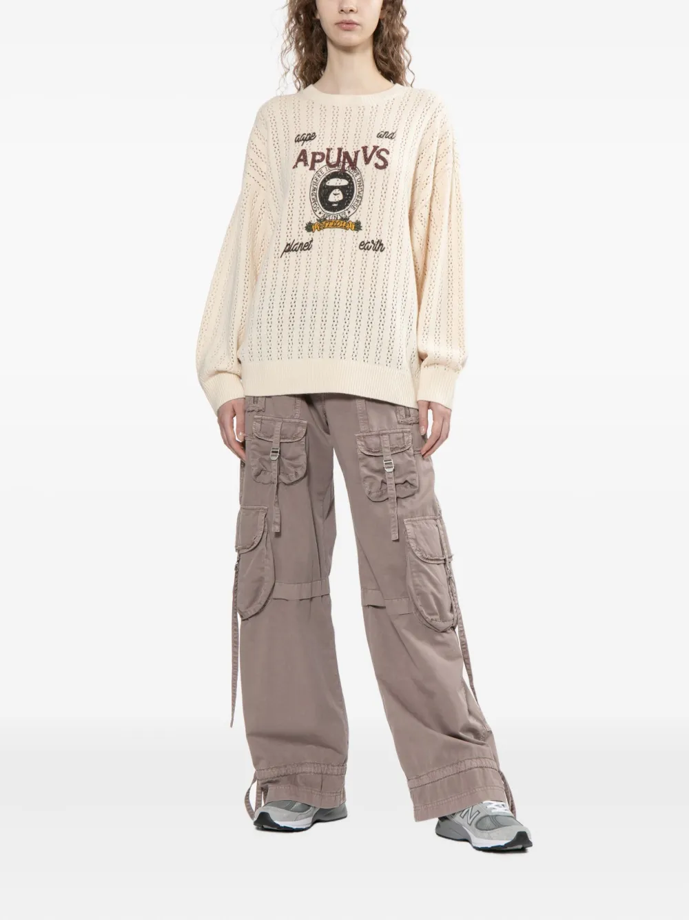 Aape By A Bathing Ape Moonface Pullover In Neutral
