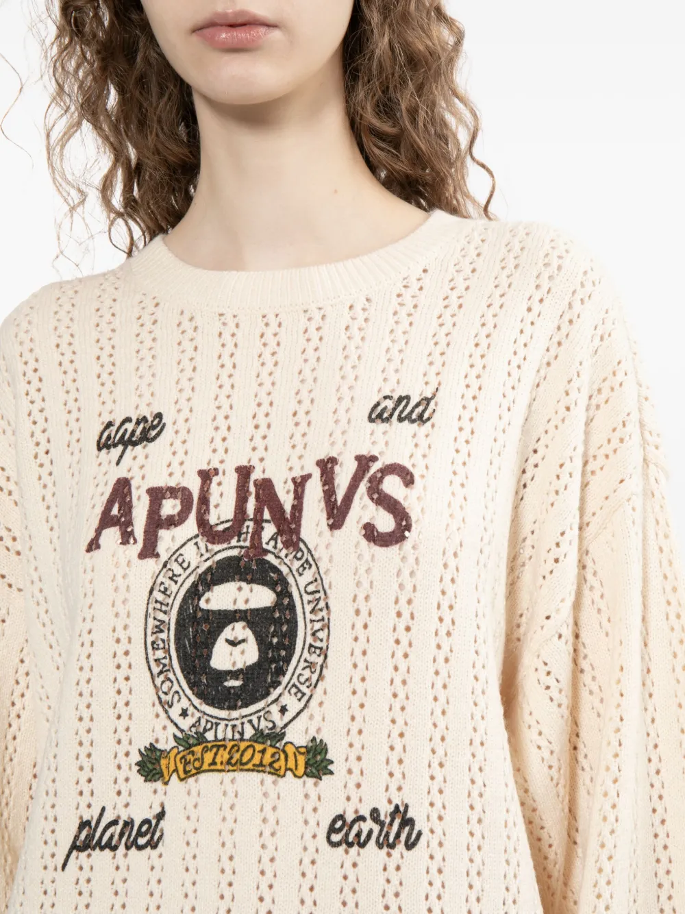 Aape By A Bathing Ape Moonface Pullover In Neutral