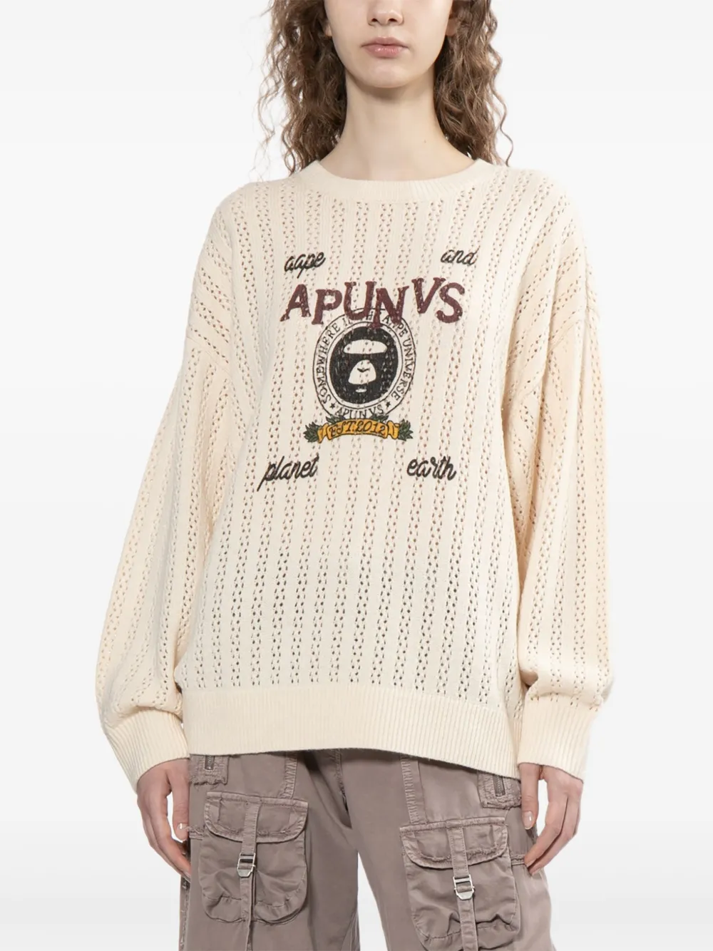 AAPE BY *A BATHING APE Moonface trui Beige