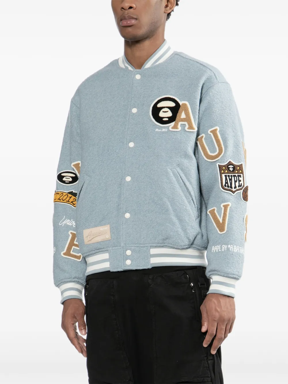 Aape By A Bathing Ape Logo-embroidered Jacket In Blue