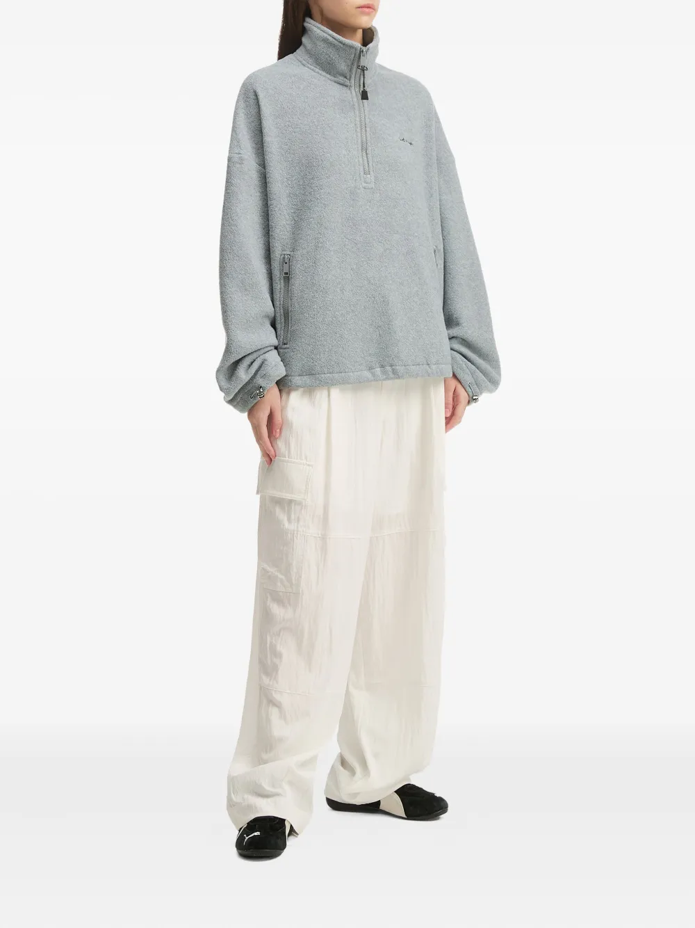 Tout A Coup Half-zip Fleece Sweatshirt In Gray
