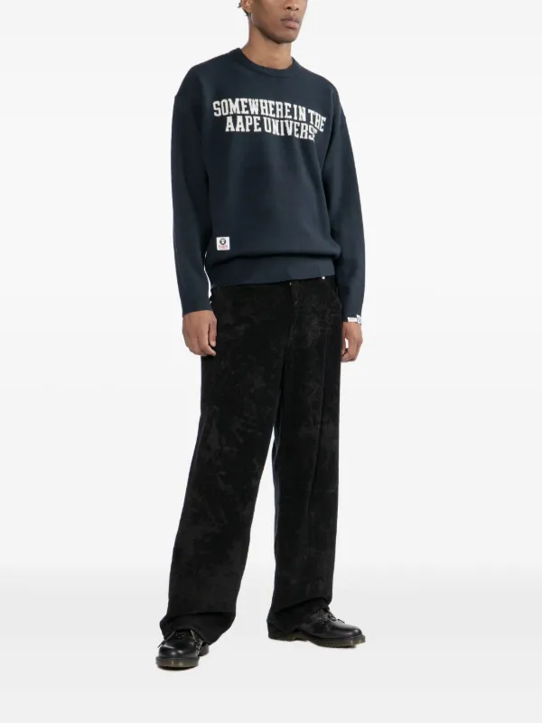 AAPE BY A BATHING APE 総柄スウェット ブラックロゴプリント AAPE BY *A BATHING APE® logo-printed Sweatshirt | Blue | FARFETCH