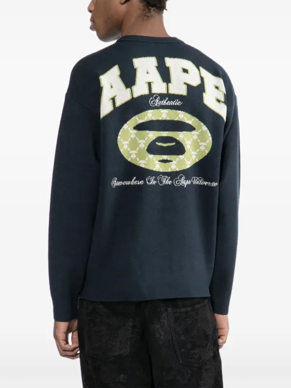 AAPE BY A BATHING APE 総柄スウェット ブラックロゴプリント AAPE BY *A BATHING APE® logo-printed Sweatshirt | Blue | FARFETCH