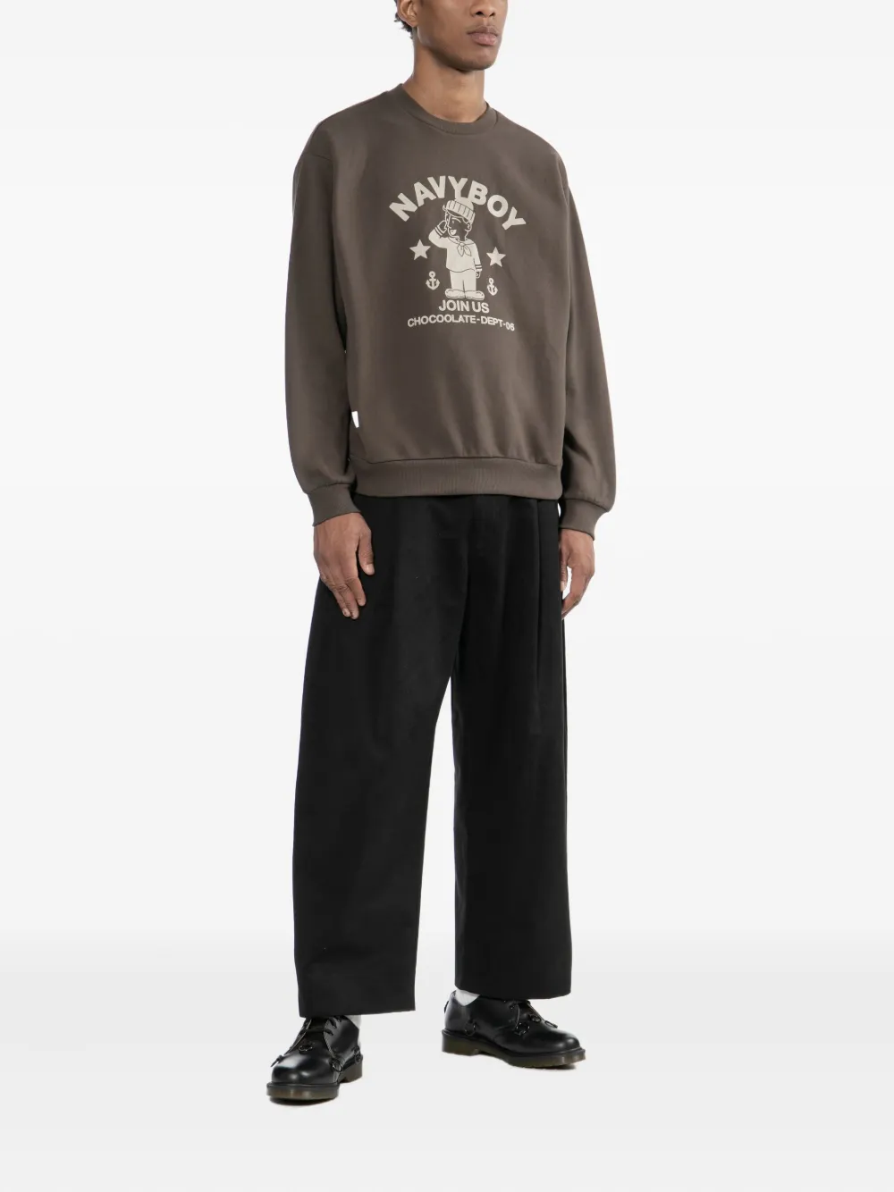 CHOCOOLATE Sweater met logoprint - Bruin