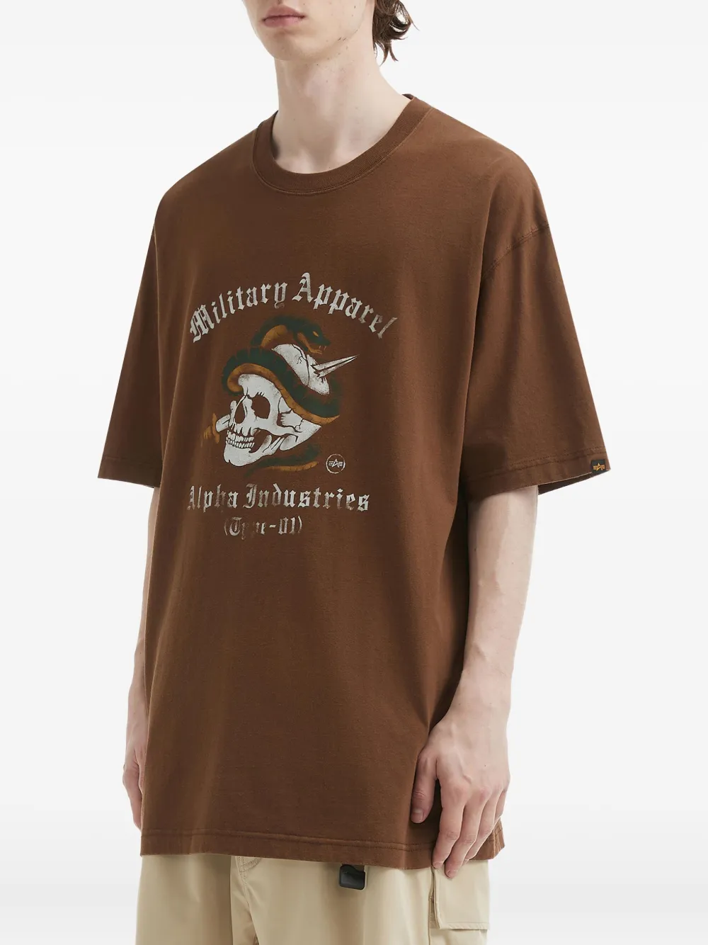 Alpha Industries Skull Graphic T-shirt In Brown