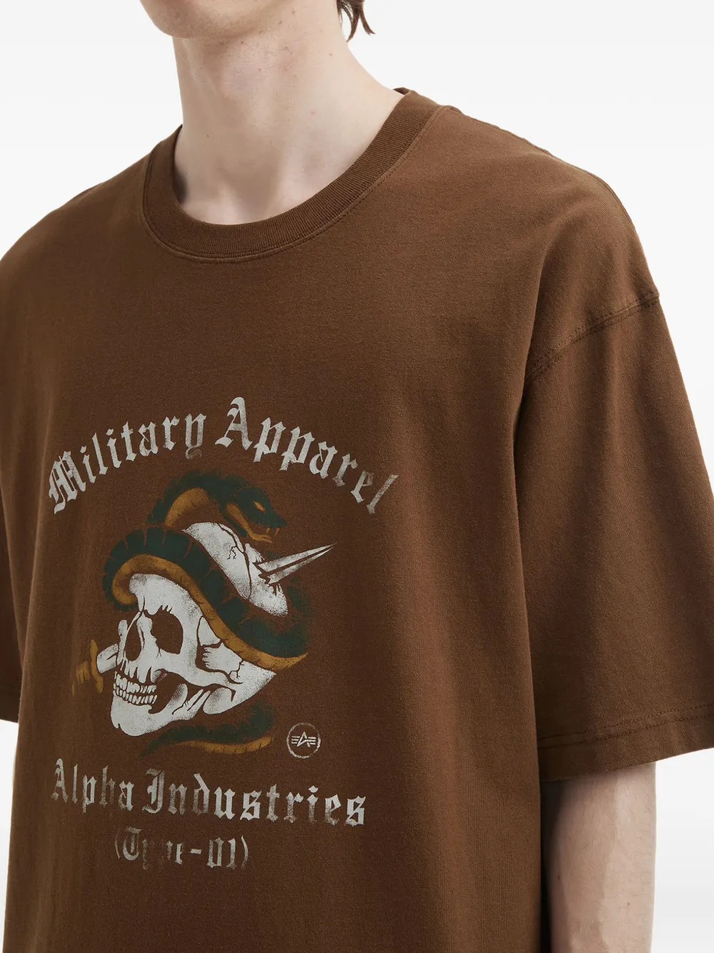 Alpha Industries Skull Graphic T-shirt In Brown