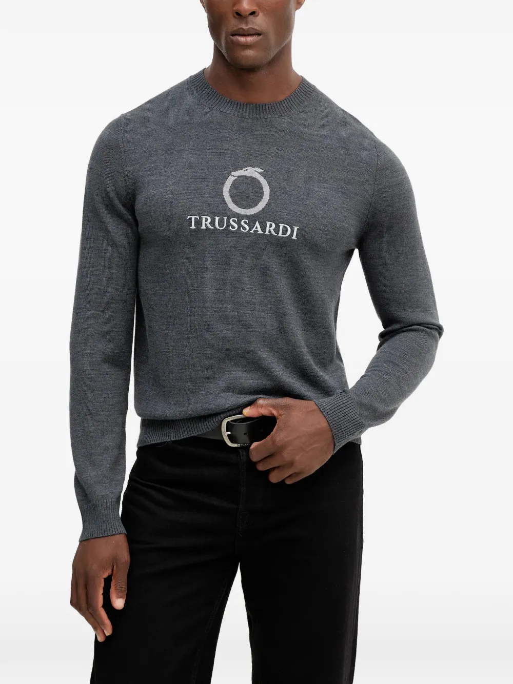 Trussardi logo print crewneck sweater - Grigio