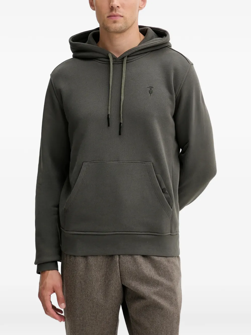 Trussardi Diagonal drawstring logo hoodie - Verde