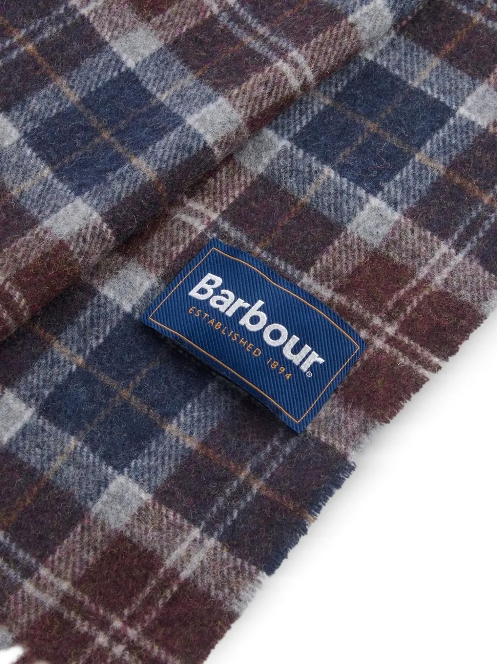 Barbour Sjaal met tartan-ruit en franje Blauw