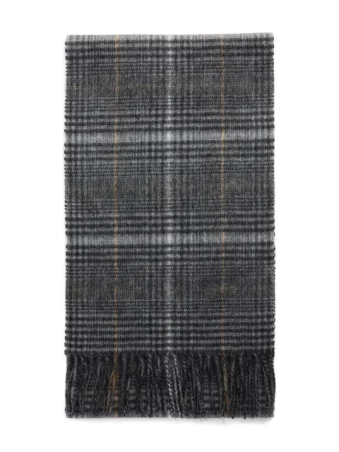 Barbour check-fringe scarf