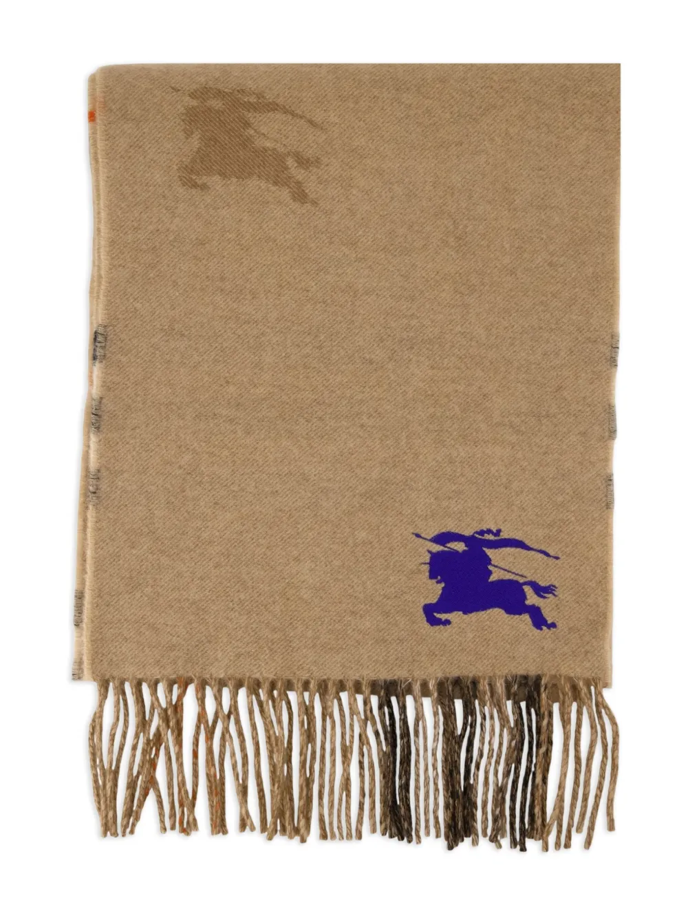 Burberry Sjaal met franje en logo - Beige