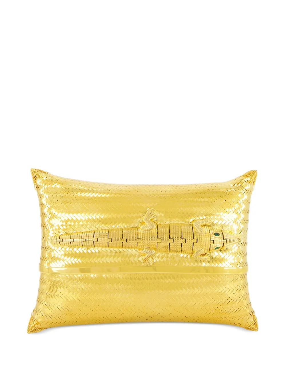Begüm Khan crocodile-embellishment clutch bag | Gold | Image 1