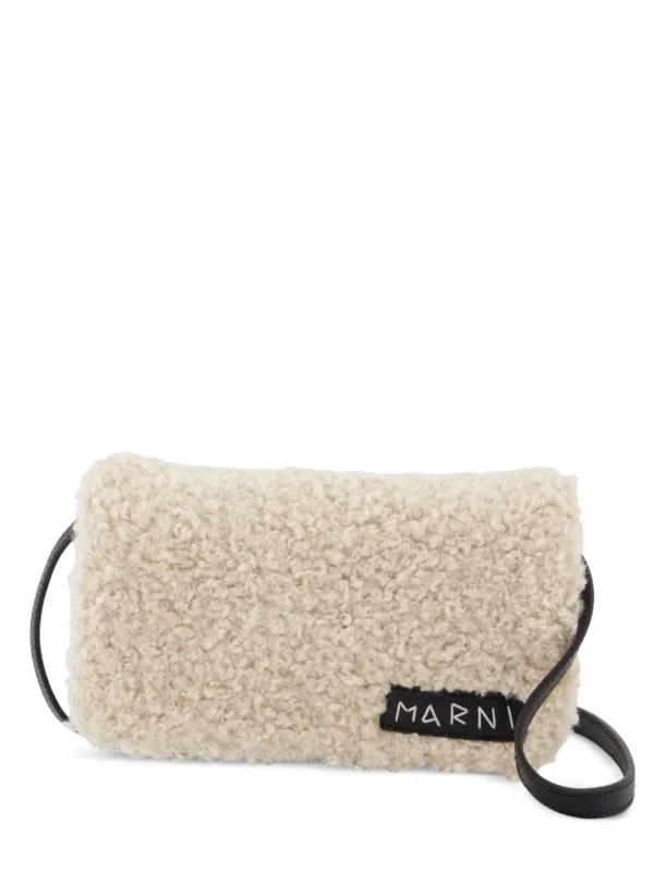 Marni faux-shearling Crossbody Bag White FARFETCH