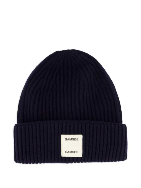 SAMSOE SAMSOE ribbed wool beanie hat 
