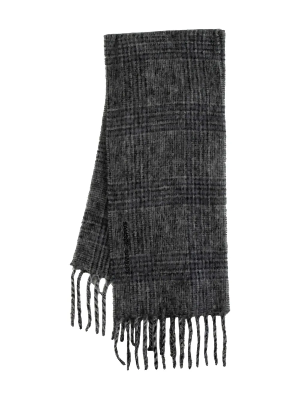 Samsoe & Samsoe Alex Checked Fringed Scarf In Gray