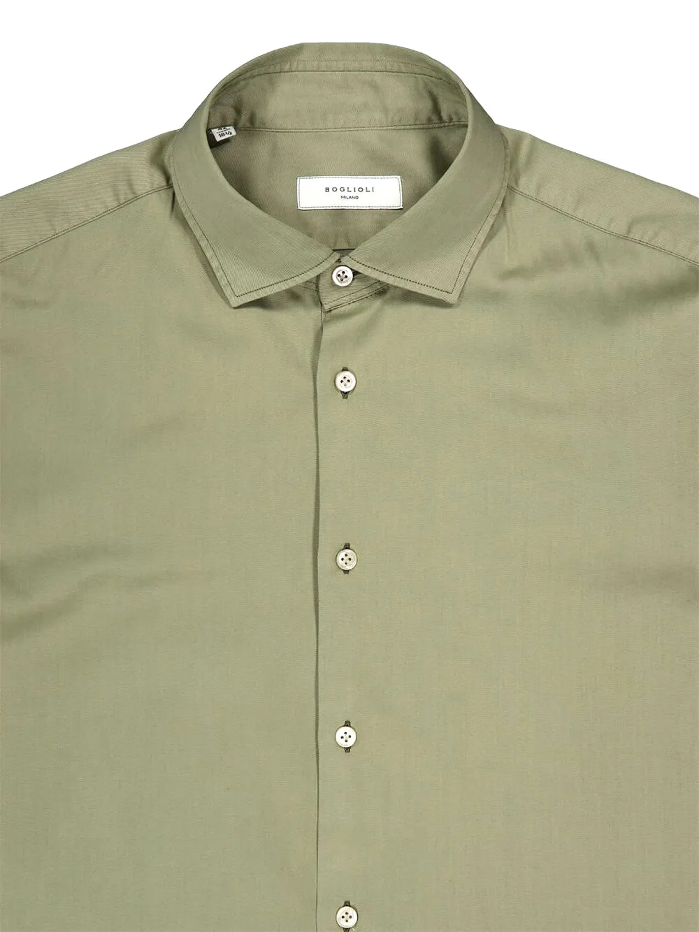 Boglioli Overhemd met franje kraag en knopen Groen