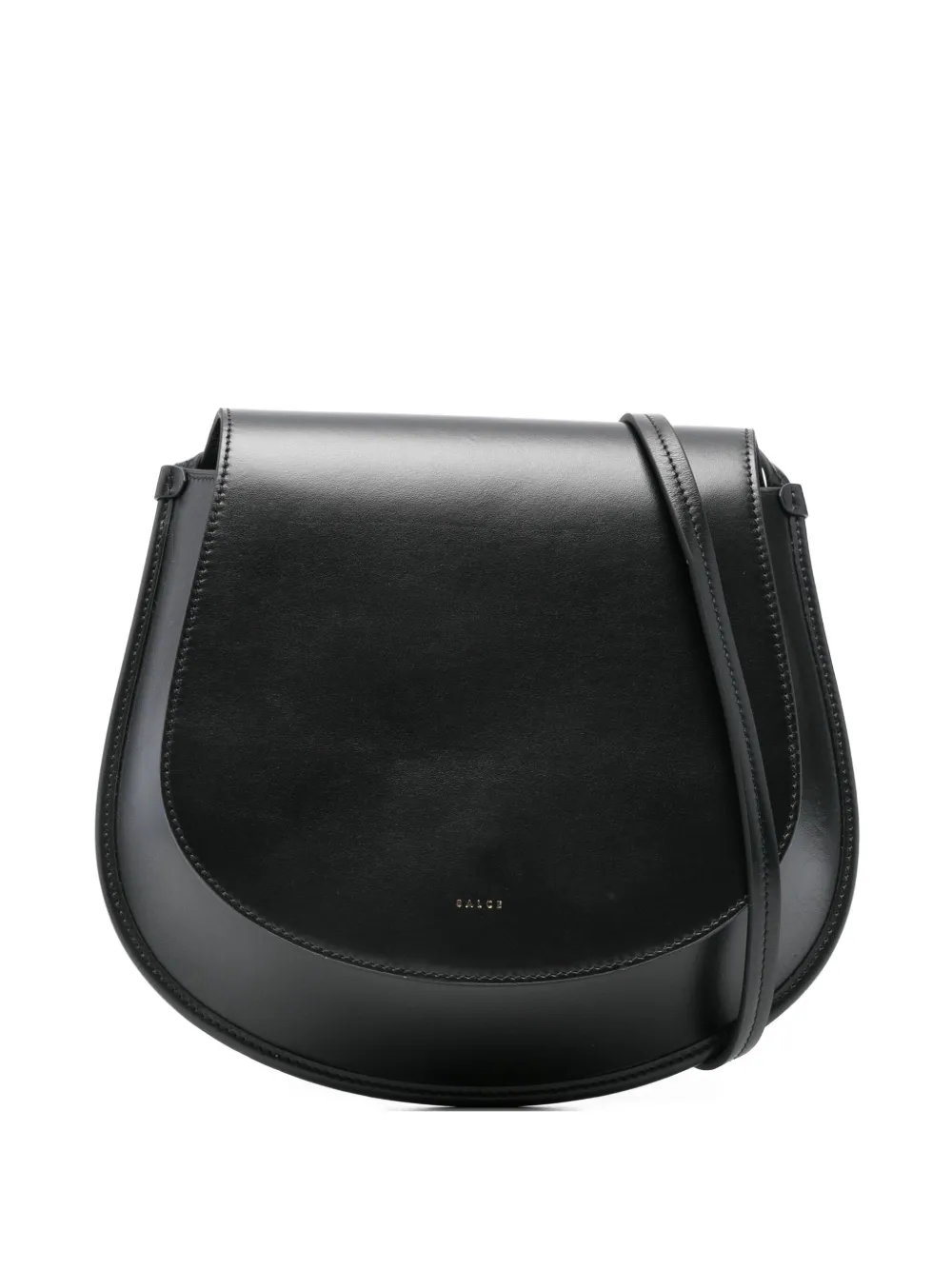 Salce Half-moon Calf Leather Shoulder Bag In Black