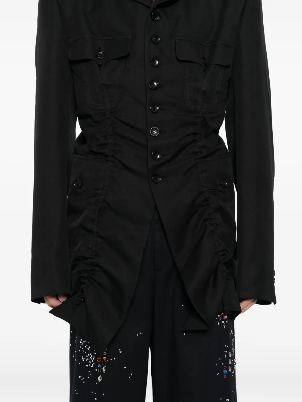 Comme Des Garçons Homme Deux Ruched-detail Jacket In Black