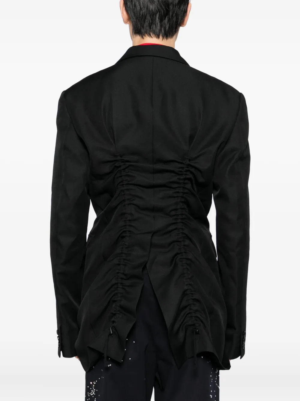 Comme Des Garçons Homme Deux Ruched-detail Jacket In Black