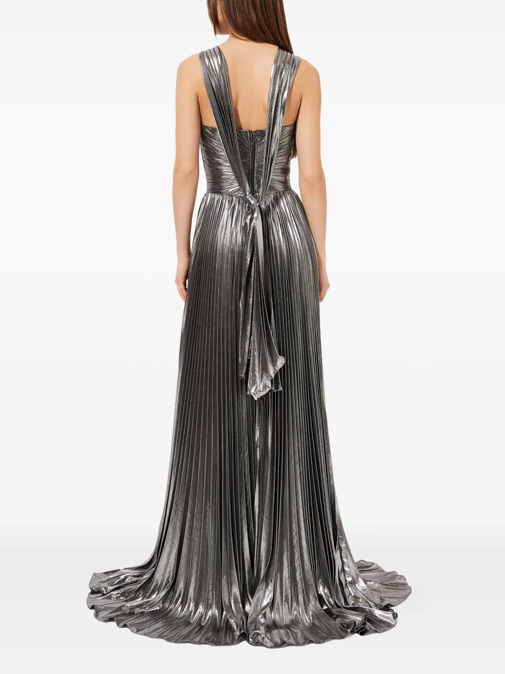 Iris Serban Pleated Twist-front Dress In Silver