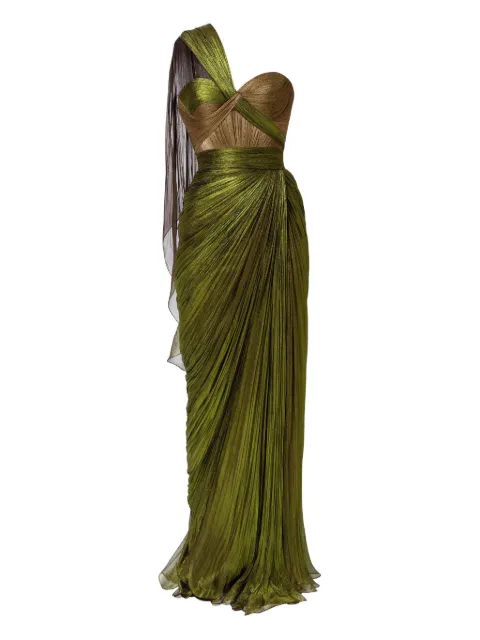 Iris Serban draped one-shoulder dress