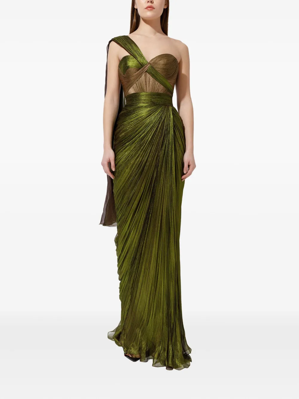 Iris Serban draped one-shoulder dress - Groen