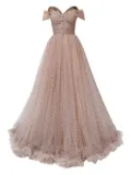 Iris Serban polka-dot off-shoulder dress - Pink