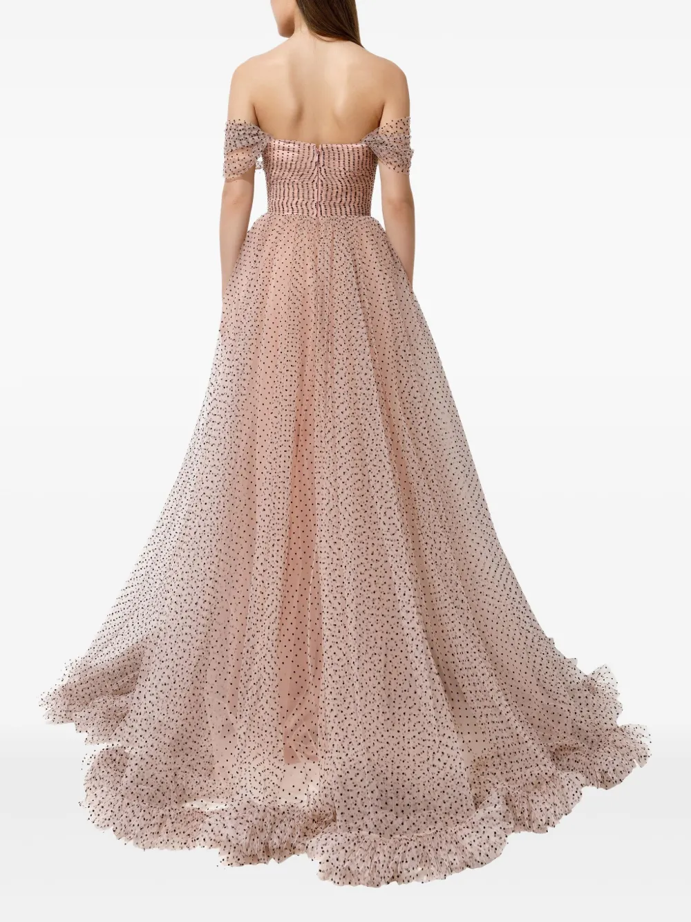 Iris Serban Off-shoulder jurk met stippen Roze