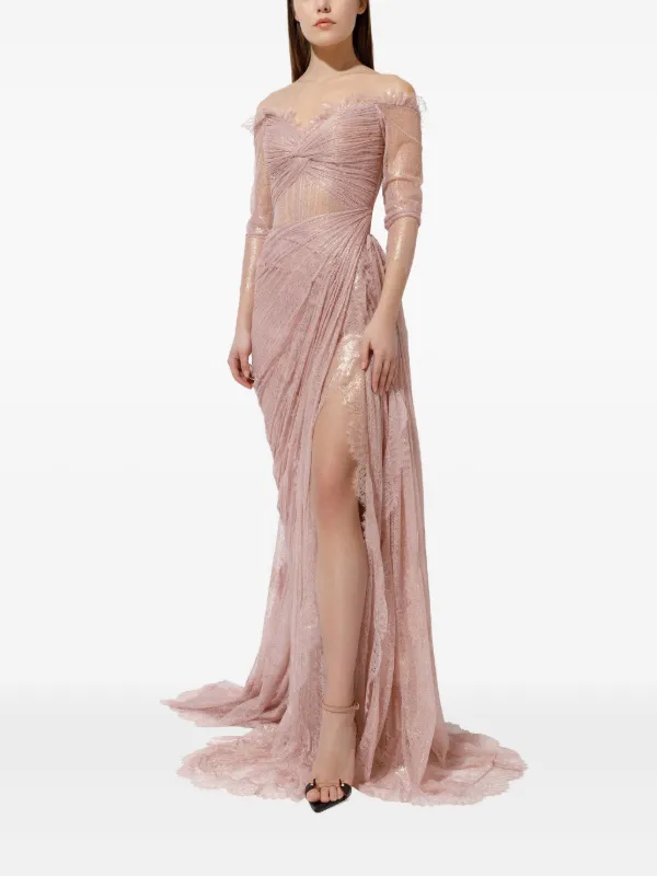 Iris Serban Pleated Lace Dress | Pink | FARFETCH Iris Serban Pleated Lace Dress | Pink | FARFETCH
