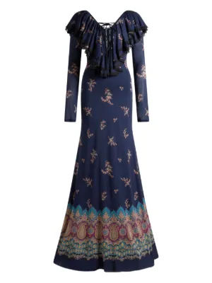 ETRO Ruffled floral-print Maxi Dress | Blue | FARFETCH