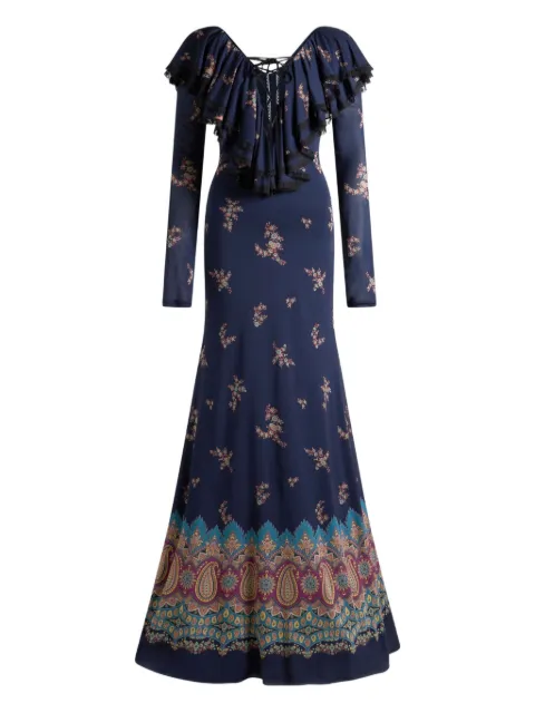 ETRO lace-up paisley-print maxi dress