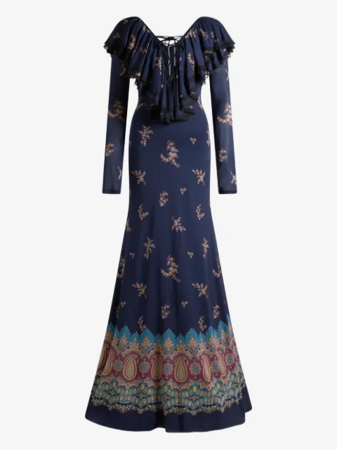 ETRO vestido largo con estampado de cachemira