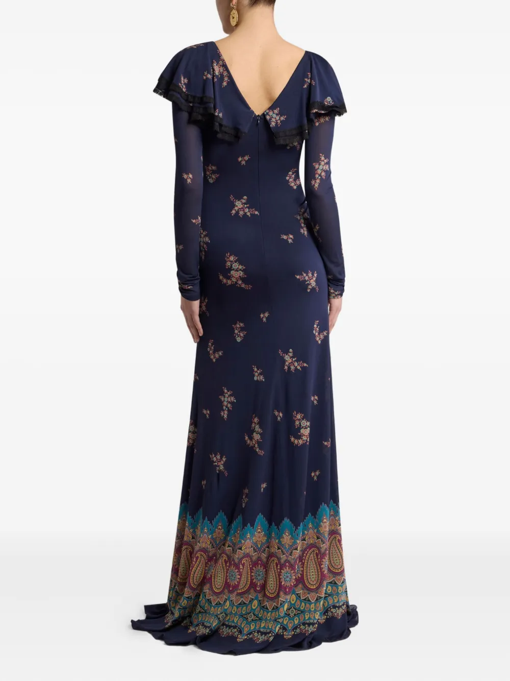 ETRO Maxi-jurk met paisley-print en veters Blauw