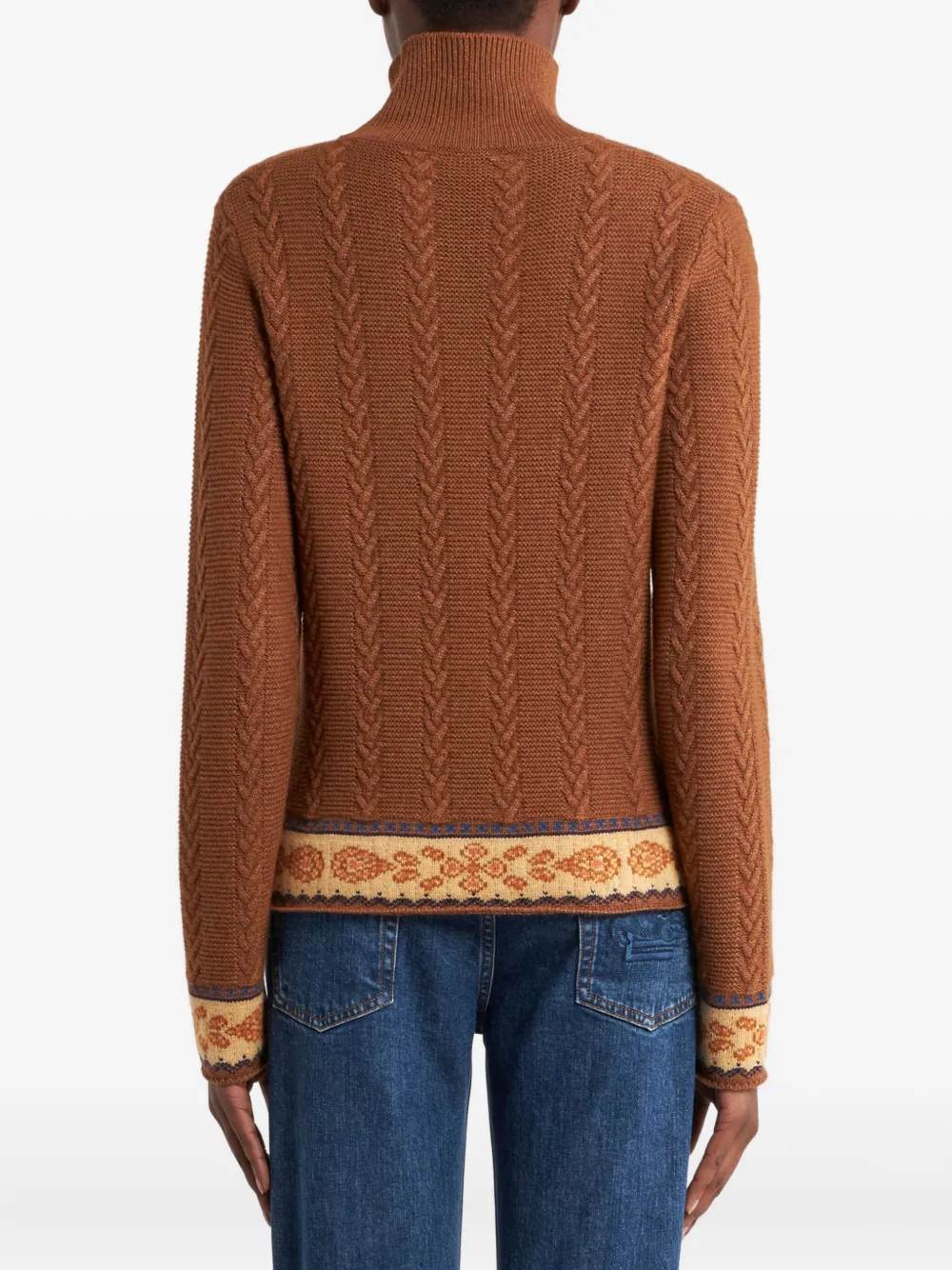 ETRO Kabelgebreide trui met patroon Bruin